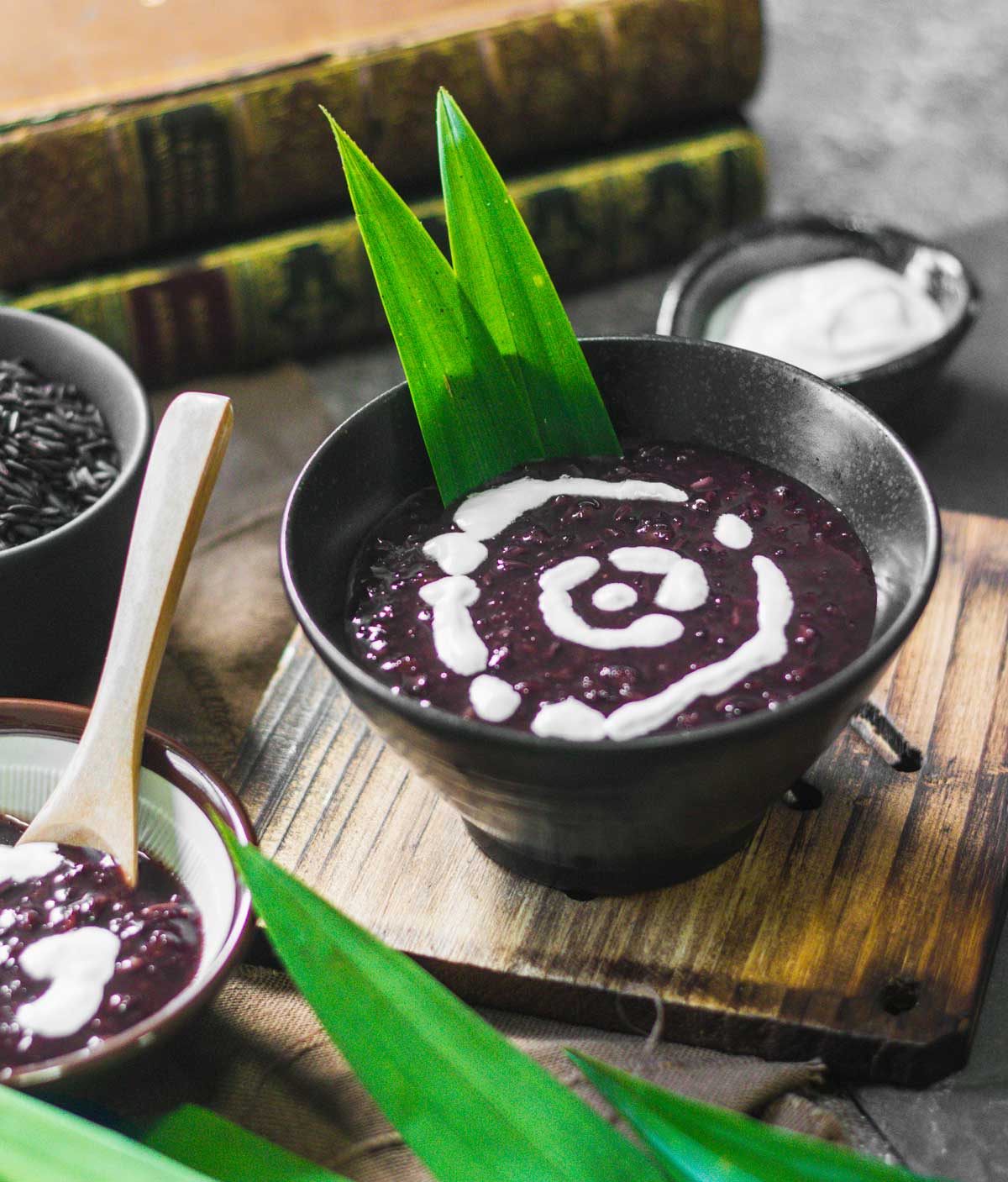 Black Glutinous Rice with Red Bean Dessert